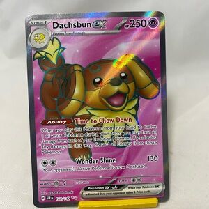 Dachsbun GX Pokémon Holo Rare Card - Pink & Gold